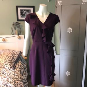 Sandra Darren Purple Dress size 12 with V neck.